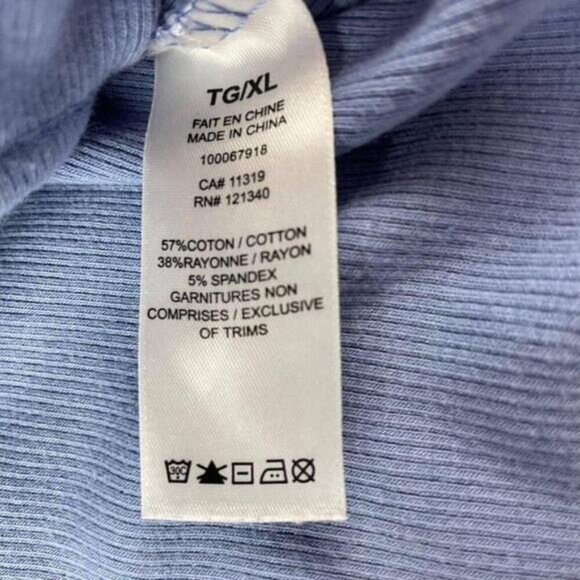 Dynamite Tank Top Womens XL Blue Crop Top Ribbed Cotton Sleeveless Round Neck - Picture 6 of 6